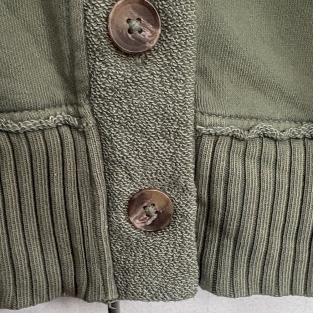 aerie Olive Green Button-Front V-Neck Cardigan Sweatshirt - Picture 8 of 13
